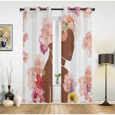 Vlinder Vrouw Fantasie Bloemblaadjes Raamgordijnen Woondecoratie Woonkamer Gordijnen Kinderkamer Cortinas Voor Keuken Slaapkamer 135W x 60H(cm) x1