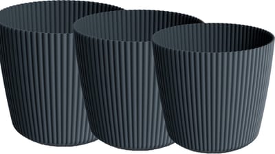 Prosperplast Plantenpotten set Buckingham - 3x stuks mix formaten - buiten/binnen - kunststof - antraciet