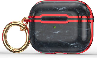 Case cover - Apple Airpods 3 - zwart rood - siliconen marmer patroon