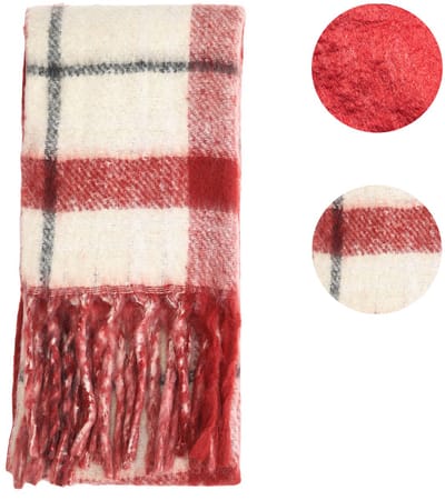 Emilie scarves - sjaal - wintersjaal - dames - dubbelzijdig - geruit & effen rood