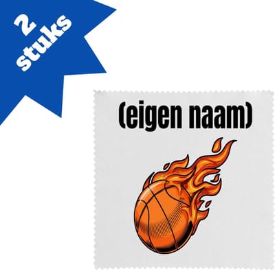 Akyol - basketbal vuur met eigen naam brillendoekjes - Basketbal - iemand die op basketbal zit - sport - verjaardag cadeau - kado - bal - wedstrijdsport - 17,8 bij 17,8 cm - 2 stuks