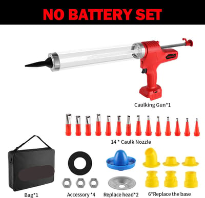 Elektrisch Kitpistool - Accu Kitspuit - Lijmpistool - 6 Snelheden - 18V - Voor Glas - Rubber & Kit - Meerdere Toepassingen - Inclusief 14 Nozzles - Zonder Accu