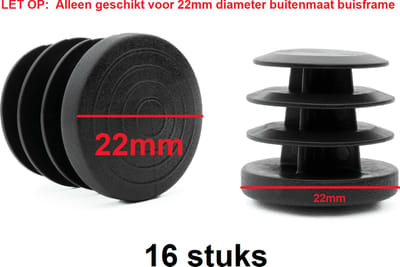 Insteekdop 16 stuks rond zwart 22mm kunststof pootdop insteekdoppen pootdoppen stoelpootdop stoelpootdoppen