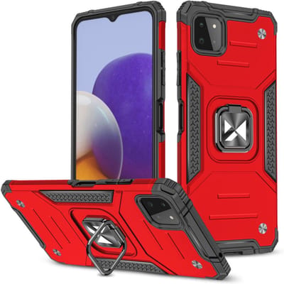 Wozinsky Ring Armor Serie - Beschermhoes - Samsung Galaxy A22 - Ringhouder - Magnetische Bevestiging - Rood