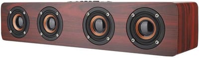 Houten Bluetooth Soundbar - 12W HiFi TV-luidspreker met AUX, TF-kaart en FM Ondersteuning