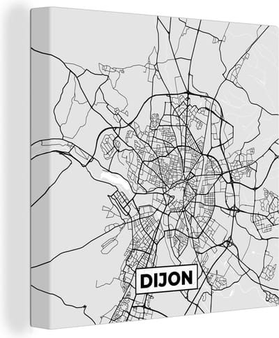Canvas Schilderij Stadskaart - Frankrijk - Kaart - Dijon - Plattegrond - 20x20 cm - Wanddecoratie