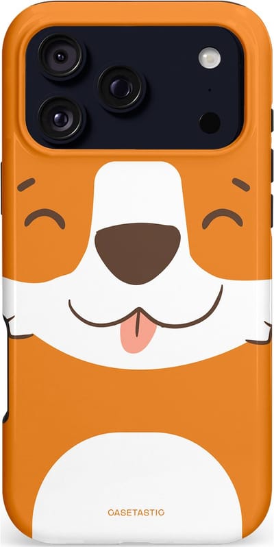 Casetastic hoesje geschikt voor Apple iPhone 17 Pro Max - MagSafe - Dubbellaagse bescherming - Knuffelkopjes vos - Fashion Case - Oranje Wit