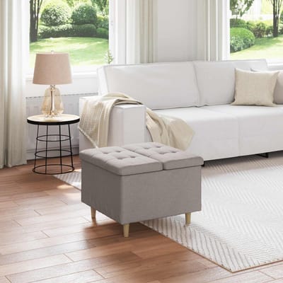 vidaXL - Ottoman - met - opslag - Taupe - 60 - x - 60 - x - 45 - cm - Stof