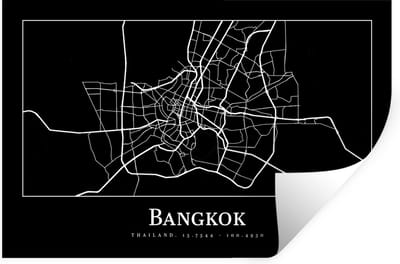 Muurstickers - Sticker Folie - Bangkok - Kaart - Stadskaart - Plattegrond - 30x20 cm - Plakfolie - Muurstickers Kinderkamer - Zelfklevend Behang - Zelfklevend behangpapier - Stickerfolie