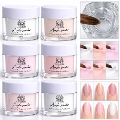 Goodbitz - Acrylpoeder - 6 stuks - Acryl - Acryl poeder - Acrylpoeder set - Acryl set - Acryl vloeistof - Acrylvloeistof - Acryl nagels - Acryl nagels starterspakket