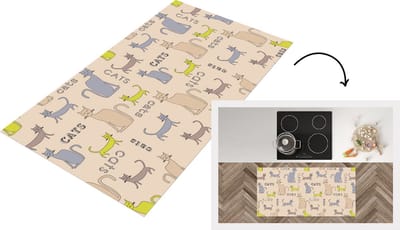 Keukenloper - Loper keuken - Patronen - Kat - Quote - 120x60 cm - Keukenloper vinyl