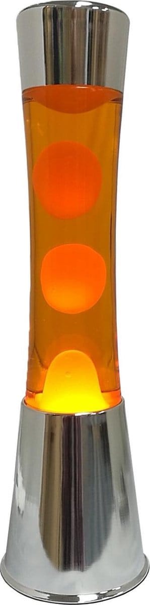 Lavalamp zilver met oranje vloeistof en oranje lava van Fisura