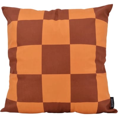 Gek op kussens! Sierkussen checker cognac/bruin | 45 x 45 cm | katoen/polyester
