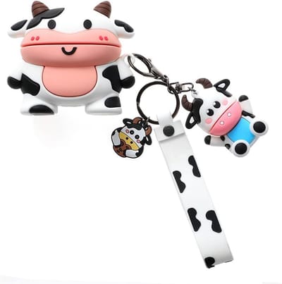 Schattig 3D Koe Hoesje voor AirPods Pro/Pro 2 - Zachte Siliconen Cartoon Beschermhoes