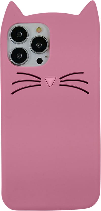 Peachy Schattige kat siliconen hoesje geschikt voor iPhone 12 en iPhone 12 Pro - roze