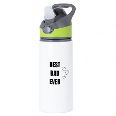 Hacebo® - Best Dad Ever waterfles met rietje groen - Vader - Papa - Vaderdag - cadeau - verjaardag - Opa - water fles - 650ML