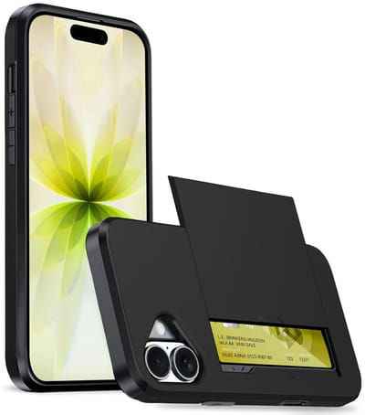 Hoesje Geschikt voor iPhone 17 Hoesje Case Pashouder Hard Cover - Hoes Geschikt voor iPhone 17 Hoesje Met Kaarthouder - Zwart
