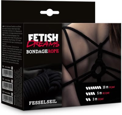 Fetish Dreams - Bondage Touw - Zacht Katoen - Snijdt niet - Geen Striemen - 10m - Zwart