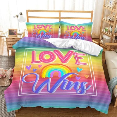 Regenboog Pride Beddengoed Set Regenboog Vlaggen Dekbedovertrek Set Regenboog Streep Design 3 Delen Zacht Microvezel Beddengoed Queen King Size 140x200cm 3pcs