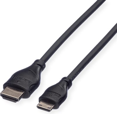 ROLINE Monitorkabel HDMI High Speed met Ethernet, HDMI Male - Mini HDMI Male, 0,8 m
