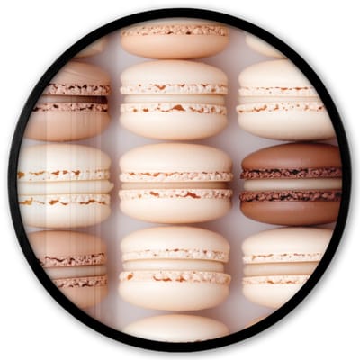 Poster in lijst Rond - Fotolijst 40x40 cm - Posters - Macarons - Beige - Bruin - Ronde posterlijst zwart - Decoratie - Wanddecoratie woonkamer - Muurdecoratie slaapkamer