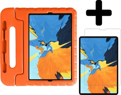 Hoes - Geschikt voor Apple iPad Pro (2020) - 11 inch - Met Screenprotector - Kinderhoes Shockproof Bumper - Kidsproof Case - Tablet Hoesje - Kinder Hoesje Cover - Oranje