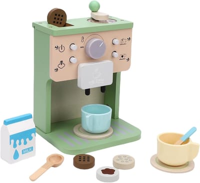 Houten Koffiezetapparaat - Keukenspeelgoed - Rollenspel - Educatief en Veilig - 23 x 16 x 16 cm
