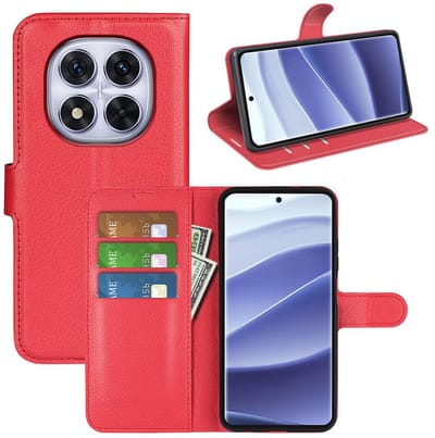 MobyDefend Hoesje - Geschikt voor Xiaomi Redmi Note 14 Pro 5G - Kunstleren Wallet Book Case (Sluiting Voorkant) - Rood