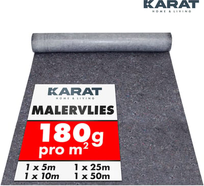 FLOORDIREKT Rol Schildersvlies - Schilders Afdekvlies - 50 m² - met Antisliplaag - Herbruikbaar voor Schilders & Ambachtslieden - Afdekvlies voor Vloeren - 180g/m² - 1 x 50 m