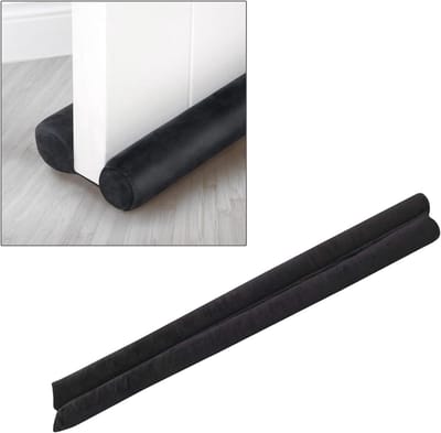 Microvezel Tochtstopper - Deurafdichting Windstopper - Tocht Buiten Houden - Dubbele Afdichting - 86 cm - Zwart