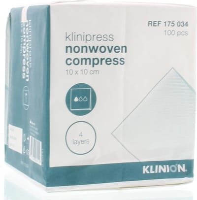 Klinion non-woven kompres, 10 x 10 cm, 100 stuks 175034