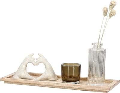Gilde Handwerk - Decoratieve Set - 4-delig - Woonaccessoires - Love Sign, waxine, vaasje, plateau - Cadeaupakket