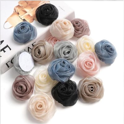 Mini Kunstrozen Hoofden in Meerdere Kleuren, Organza Stof, DIY Versieringen voor Verjaardagen, Bruiloften en Accessoires zoals Tassen en Hoeden