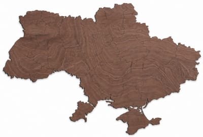 Houten wanddecoratie - Wooden wall decoration | Landkaart Oekraïne 70 x 47cm Country map Ukraine | Donker hout - Dark wood | Muurdecoratie - Wall art - Wandfiguur - Україна - Echt Hout - Real Wood