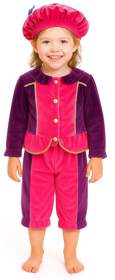 3-delig Pietenpak Pietenkostuum Unisex - Roze-Paars - Maat 6-8 jaar