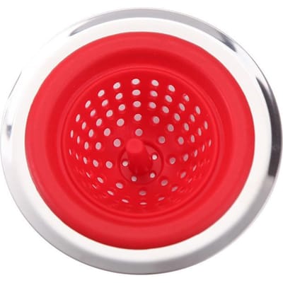 Lot de 4 filtres pour évier de cuisine, filtre pour drain de sol, attrape-cheveux, bouchon, filet pour accessoires de salle de bain red
