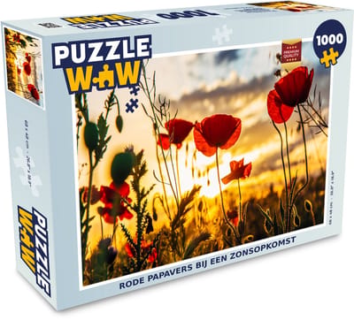 Puzzel Rode papavers bij een zonsopkomst - Legpuzzel - Puzzel 1000 stukjes volwassenen