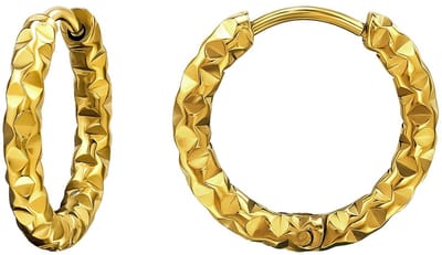 Joy Ibiza - oorbellen - oorringen diamond cut bewerkt - 2.5 / 12 mm - Klap scharnier sluiting - chirurgisch staal - ear party boho - bohemian style - ip/pvd gold plated