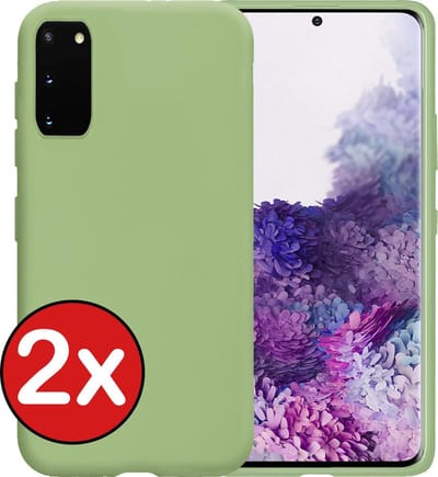 Hoesje - 2 Stuks - Geschikt voor Samsung Galaxy S20 - Sterk & Shockproof - Telefoonhoes - Back Cover - Case Siliconen - Telefoon Hoes - Groen