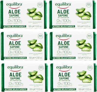 Equilibra Aloe Vera Antibacteriële Handzeep - 6 x 100g - Zeep Zonder SLES - Parabenen vrij - Geen Kleurstoffen