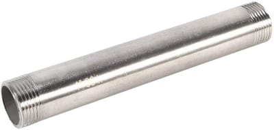 Dailygoods- Pijpconnector 200mm - Roestvrij Staal 304 - Buiten Schroefdraad - Dubbele Nippel - Corrosiebestendig - Voor Buizen Verbinden