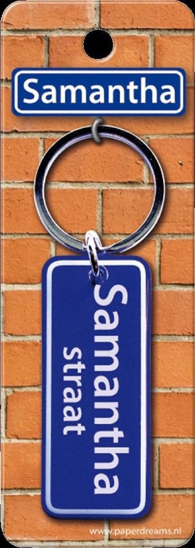 Paper Dreams Sleutelhanger Straatnaam Samantha 9 Cm Staal Blauw