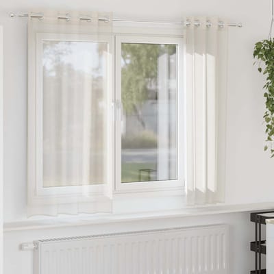 vidaXL - Gordijnen - voile - met - doorvoertules - 2 - st - 140x175 - cm - crèmekleurig