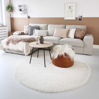 Rond hoogpolig vloerkleed - Shaggy Trend crème 80