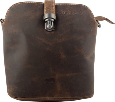 Schoudertassen Vrouw Crossbody Tas - Boekentas sluiting - Vintage look Buffelleer - Cognac