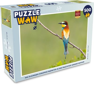 Puzzel Een kleurrijke Europese bijeneter in een prachtige groene natuur - Legpuzzel - Puzzel 500 stukjes