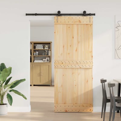vidaXL - Schuifdeur - NARVIK - Naturel - en - Zwart - 85 - x - 210 - cm - (152,5 - cm)