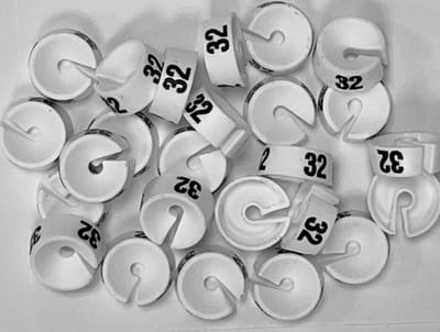 Bleijenberg Maatdopje maat 32 wit - Maataanduiding voor kledinghangers per 25 stuks - Maatringetje Ø 20 mm - Kledinghangers - Kleerhanger - Kapstok - Mark-Brics - wisersizer