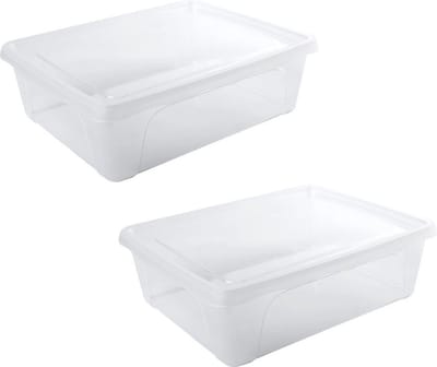 Voorraad/vershoudbakje laag - 8x stuks - 2,5 liter - transparant - kunststof - 24 x 20 x 8 cm - Vershouddoos - Maaltijden bewaren