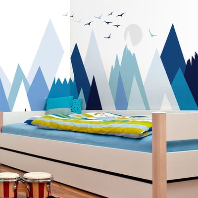Muurstickers voor kinderen - Babykamerdecoratie - Gigantische muursticker voor kinderen, Scandinavische bergen, SUKA - 100x150cm